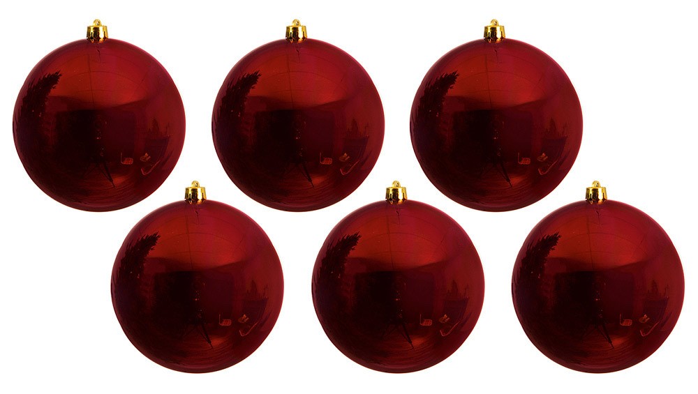 Große Christbaumkugeln Dunkelrot 6 Stück wetter & bruchfest
