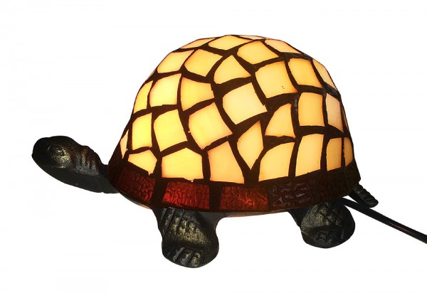 Tiffany-Leuchte Schildkröte Tiffanylampe Tischlampe Tischleuchte Weiß