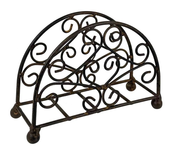 Serviettenhalter Eisen Braun Vintage-Stil Serviettenständer Halbrund 10x14cm