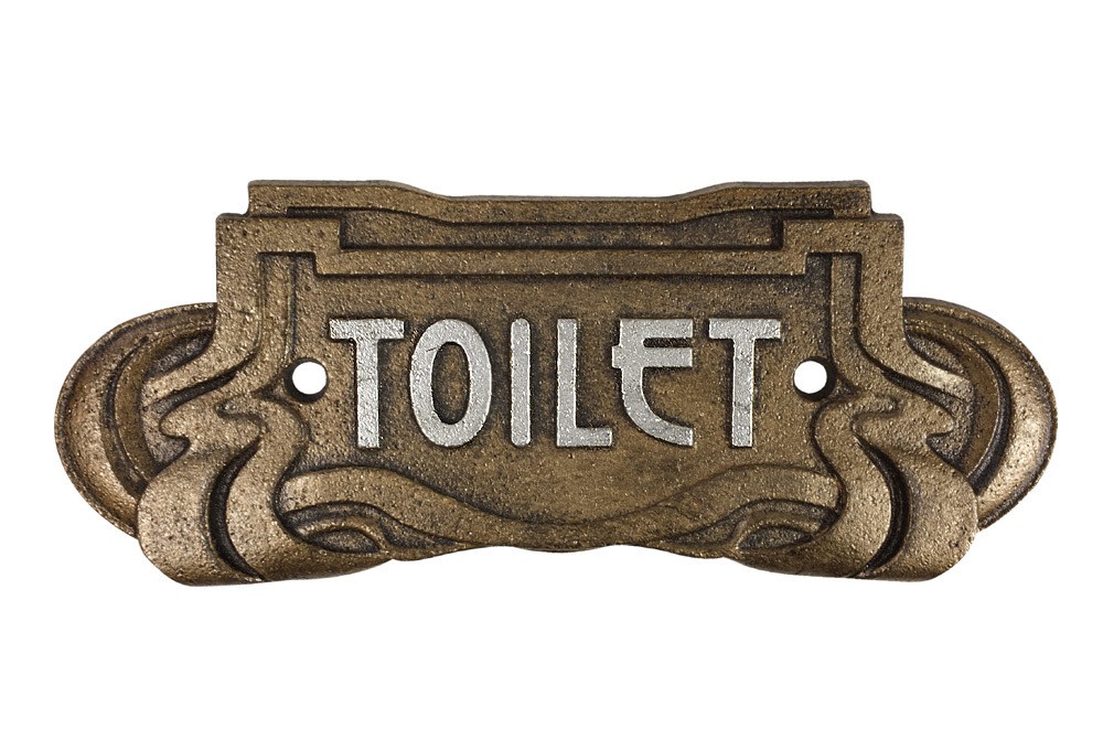 Türschild TOILET Gusseisen Bronze WC-Schild Belle Epoque Toilettenschild Antik-Stil