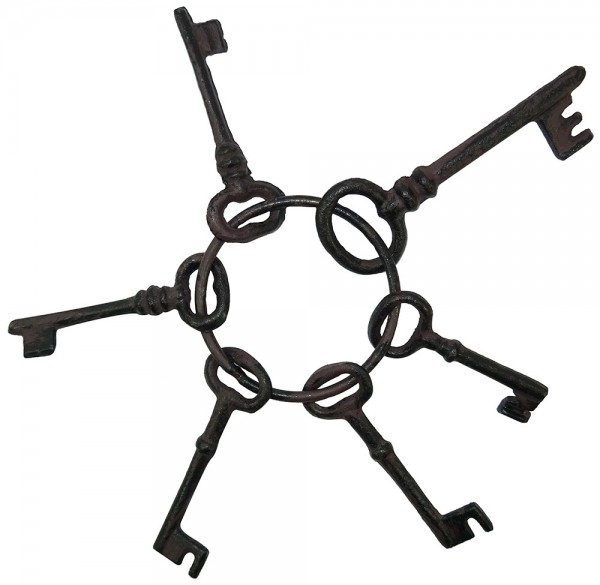 Deko Schlüsselbund Nostalgie groß 6 Schlüssel Gusseisen Vintage Antik-Stil Braun