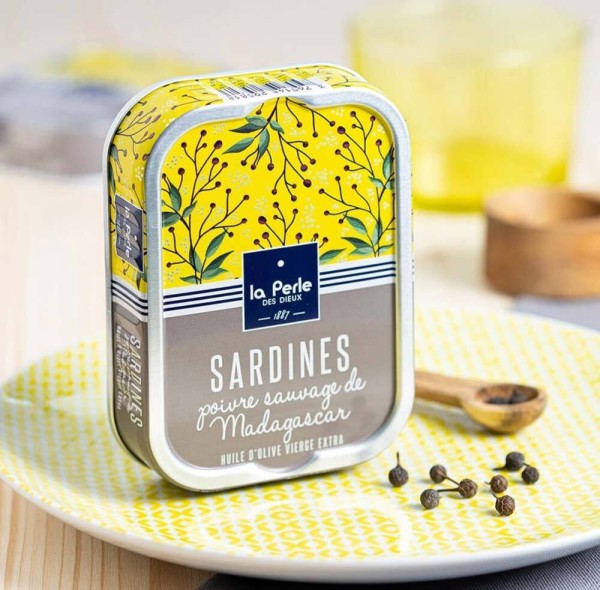 La Perle des Dieux Sardinen mit wildem Pfeffer aus Madagaskar - Dose 115 g