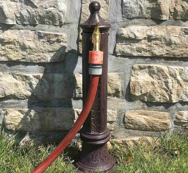 Wasserzapfsäule Wasserzapfstelle für Garten Standbrunnen Antik-Stil Braun 48cm