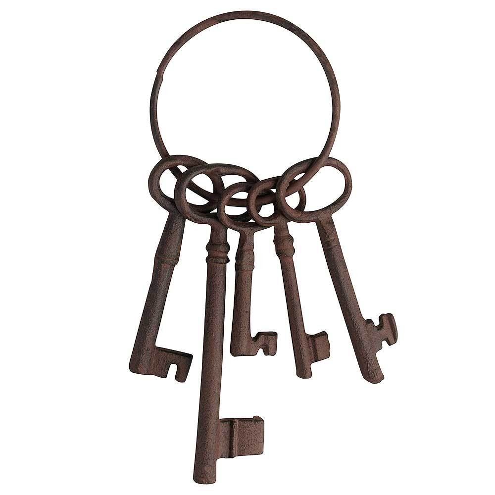 Deko-Schlüssel Bund mit 5 Schlüsseln Nostalgie Gusseisen Antik-Braun