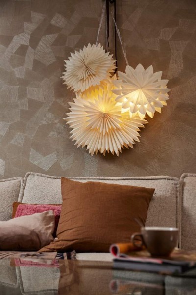 LED Weihnachtsstern 3D Leuchtstern Indoor Beleuchtet Warmweiß Papier mit Timer