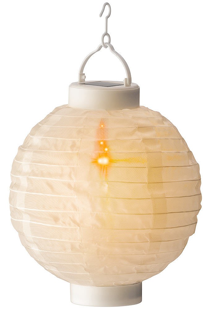 Solar Lampion Outdoor Weiß Laterne für Außen Flammeneffekt LED Warmweiß 20cm