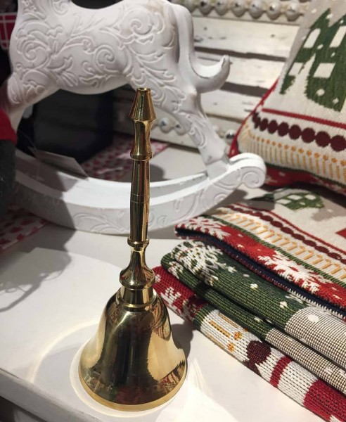 Handglocke Messing Klein Tischglocke Nikolaus Weihnachten Christkind Gold 13cm