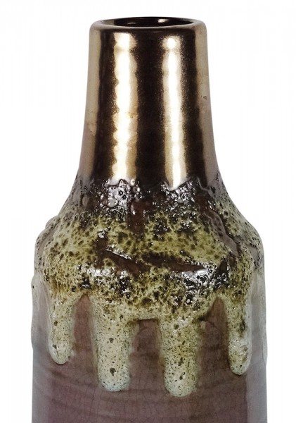 Bodenvase Keramik Flieder Braun Handgefertigt Vase Flaschenform Vintage 40cm