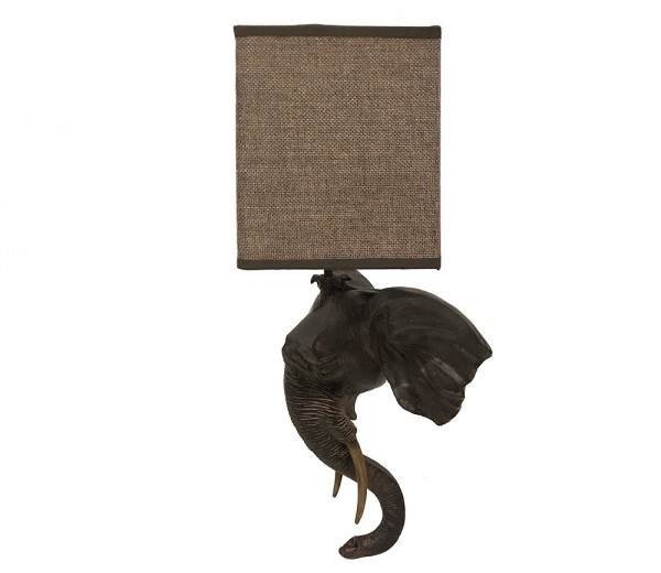 Wandleuchte Elefant Afrika Wandlampe Safari Kolonialstil Antik-Stil Braun