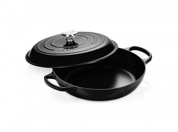 Le Creuset Gourmet-Profitopf Signature Gusseisen Schwarz Schwarze Innenemaille 30cm
