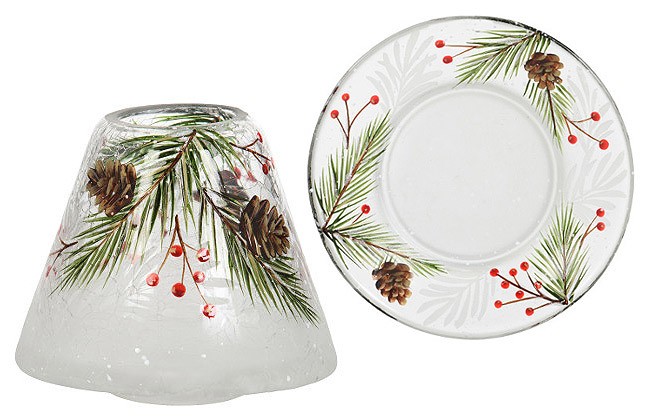 Yankee Candle Pine Cone Crackle Lampenschirm & Teller für Duftkerze 104 g