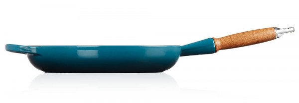 Le Creuset Bratpfanne mit Holzgriff Signature Gusseisen Deep Teal 28cm