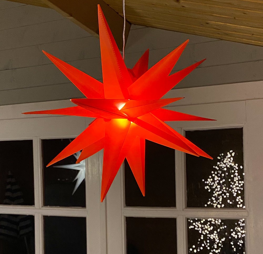 LED Stern Außen Rot Weihnachtsstern Beleuchtet 3D Leuchtstern mit Timer 30cm