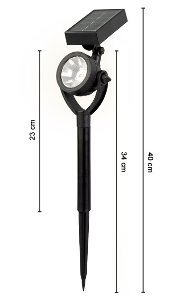 Solar Gartenstrahler LED Schwarz Solarleuchte Gartenleuchte Beleuchtung 34cm