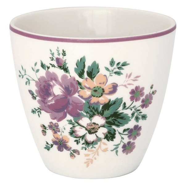 Greengate Latte Cup Marie Dusty Rose Tasse Steingut Weiß Blumen