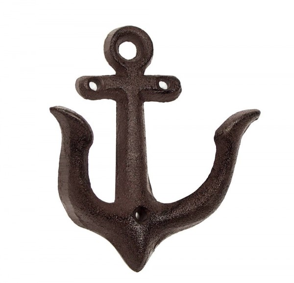 Garderobenhaken Anker Doppelhaken Maritim Gusseisen Antik-Braun