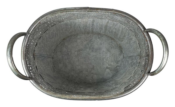 Zink Blumentopf Oval mit Griffen Vintage-Stil Pflanztopf Landhausstil Grau