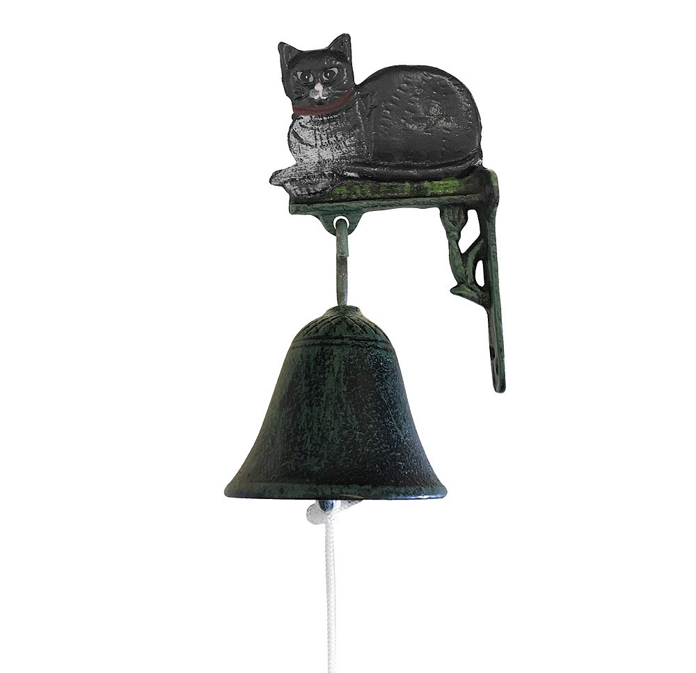 Türglocke Schwarze Katze Glocke Gusseisen Rustikal Antik-Stil Grün