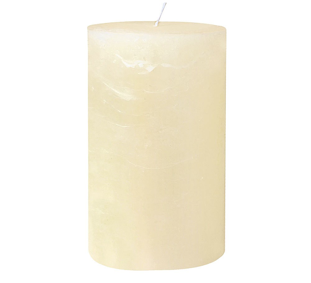 Rustic Stumpenkerze Premium Kerze Elfenbein Weiß 10x20cm – 120 Stunden Brenndauer