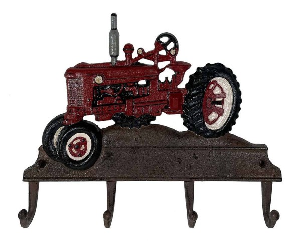 Wandgarderobe Trecker Rot Traktor Garderobe Vintage-Stil Gusseisen 4 Haken