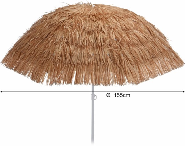 Sonnenschirm Strand Hawaii Fransen Erdspieß Knickbar Tragetasche Braun-Beige