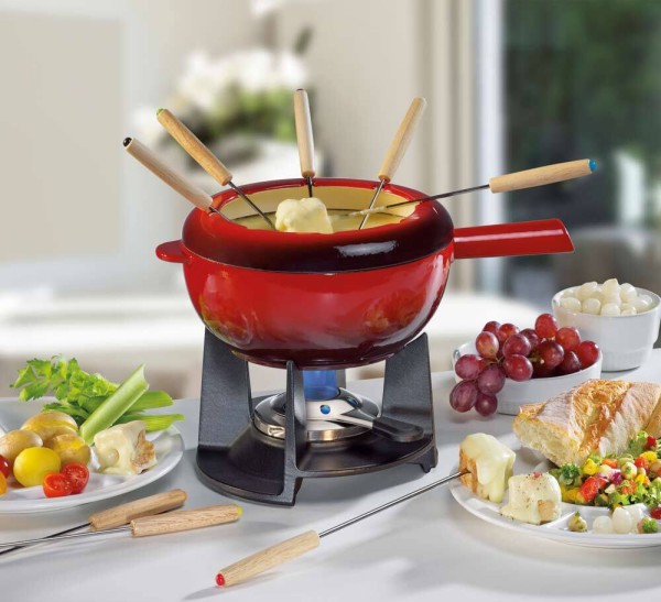 Spring Fondue-Set SAAS-FEE Gusseisen Rot 20 cm