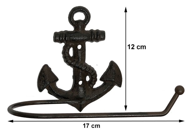 Toilettenpapierhalter Anker Gusseisen WC-Papierhalter Maritim Antik-Stil Braun