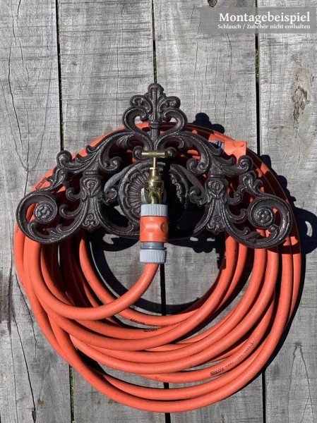 Gartenschlauchhalter mit Wasserhahn Wandschlauchhalter Gusseisen Antik-Stil