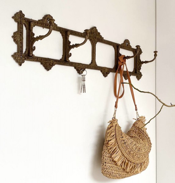 Wandgarderobe Nostalgie 4 bewegliche Haken Gusseisen Braun Antik-Stil Vintage