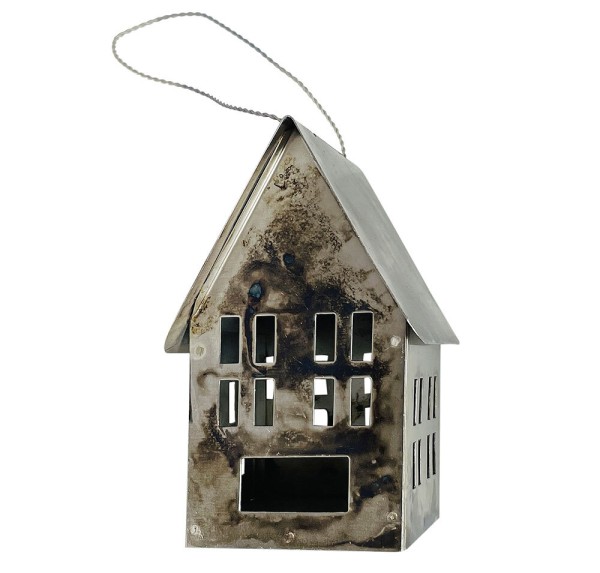 Christbaumschmuck Haus Metall angelaufen Christbaumanhänger Vintage-Stil