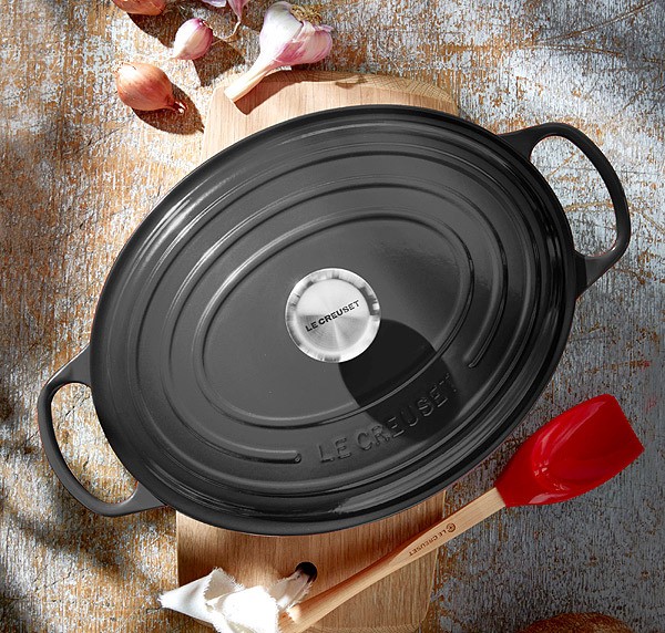 Le Creuset Bräter Signature Oval Gusseisen Schwarz 29cm