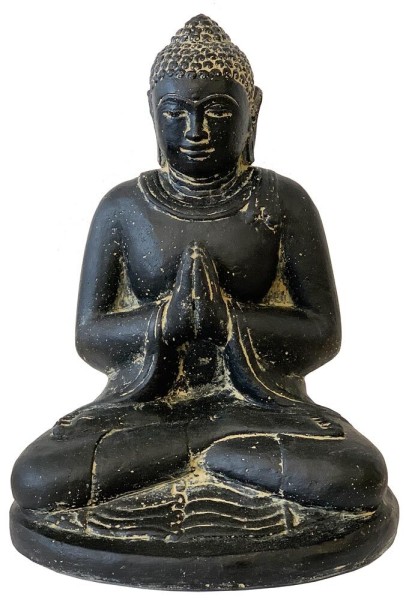 Buddha Figur 30 cm Guss-Stein Massiv Frostsicher Sitzend Gruß Garten Statue