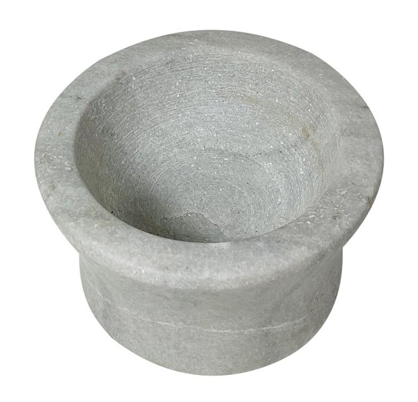 Mörser mit Stößel Marmor Weiß Konisch Naturstein Steinmörser 17cm