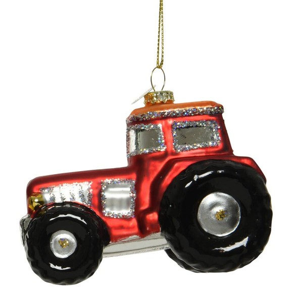 Christbaumanhänger Trecker Rot Echtglas Traktor Christbaumschmuck Weihnachten