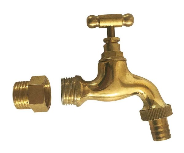 Wasserzapfsäule Wasserzapfstelle für Garten Standbrunnen Antik-Stil Braun 48cm