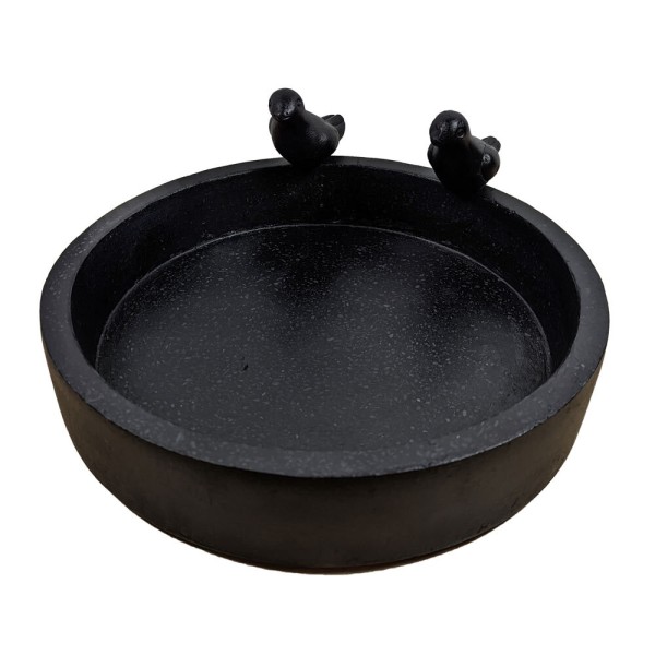 Vogeltränke Terrazzo Schwarz 2 Vögel Rund Futterschale 30 cm