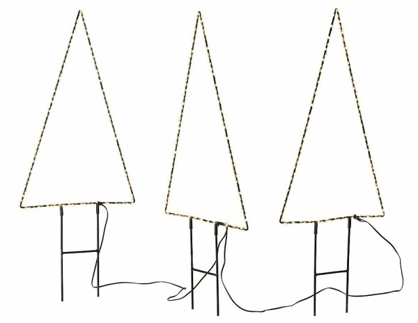 Lichterbaum Gartenstecker Tannenbaum 3 Stück LED Beleuchtet Warmweiß Außen 48cm