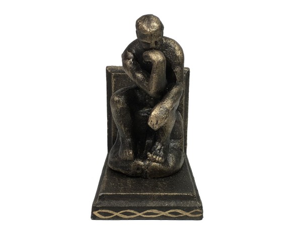Buchstütze Der Denker nach Rodin 2 Stück Buchständer Gusseisen Antik-Stil