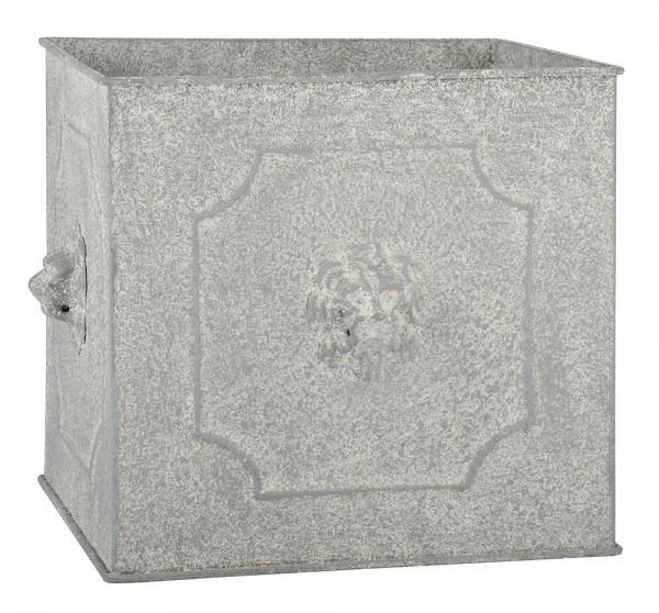 Pflanztopf Quadratisch Löwenkopf Pflanzkübel Eisen Grau Patiniert