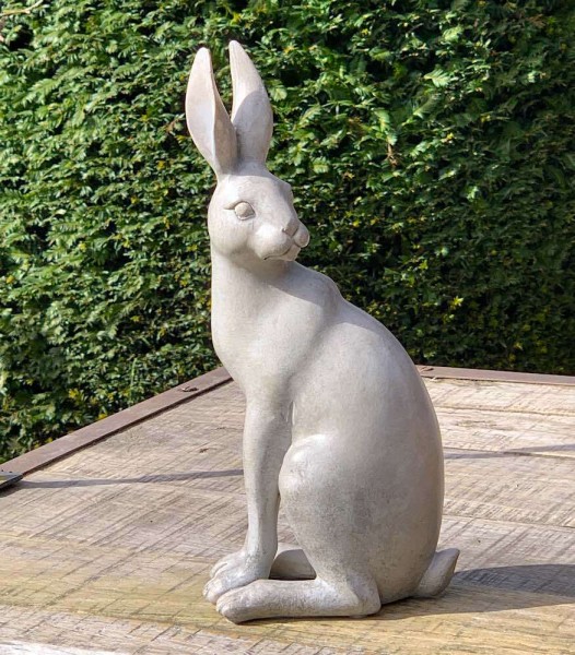 Hase Figur 30 cm Groß Deko Beton-Optik Grau Tischdeko Ostern Osterhase