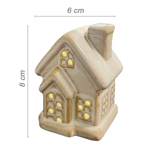 Weihnachtshäuschen SET mit LED 4 Stück Keramik Lichterhäuser Warmweiß