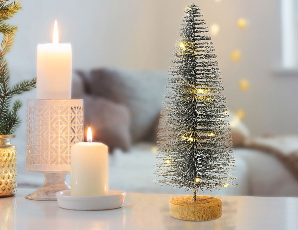 Weihnachtsbaum Beleuchtet Mini Tannenbaum Silber Glitzer LED Warmweiß Timer Weihnachtsbaum Beleuchtet Mini Tannenbaum Silber Glitzer LED Warmweiß Timer