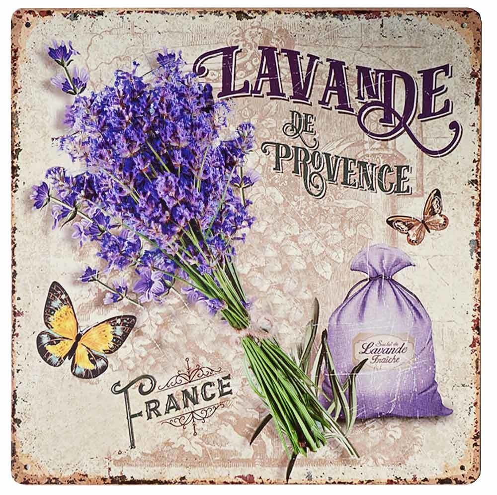 Blechschild Lavande de Provence Dekoschild Lavendel Nostalgie 30x30cm