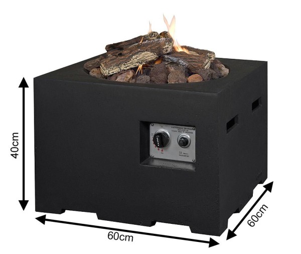 Happy Cocooning Feuertisch quadratisch schwarz 600 x 600 mm
