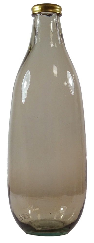 Vase Beige aus Recycling-Glas Handgefertigt Flaschenform Vintage 40cm
