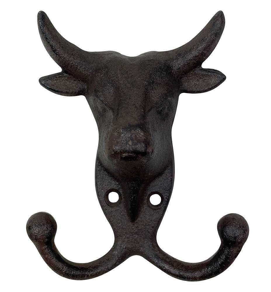 Garderobenhaken Kuh Kleiderhaken Rind Doppelt Gusseisen Braun Antik-Stil Vi günstig online kaufen