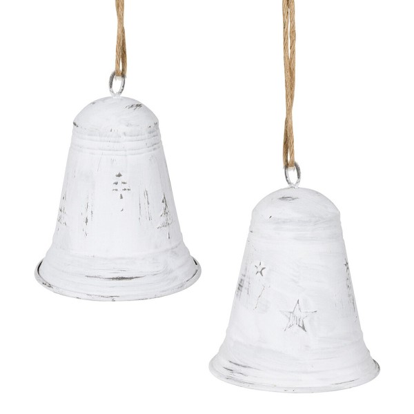 Glocken-Set Zink Weiß Weihnachtsglocke 2 Stück Nikolaus Weihnachtsdeko