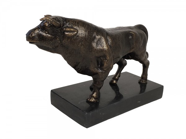 Bulle auf Marmorsockel - Symbol der Börse - Stier Gusseisen 28cm