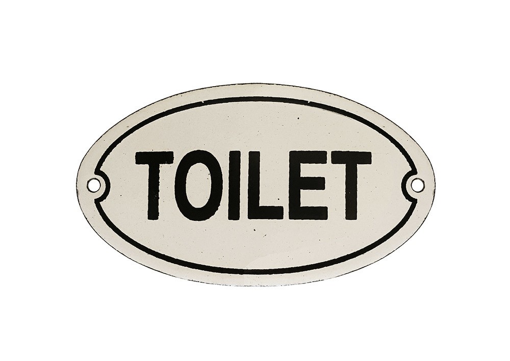 Türschild TOILET Emaille Metall Oval Weiß Toilettenschild Nostalgie 7,5×13,5cm