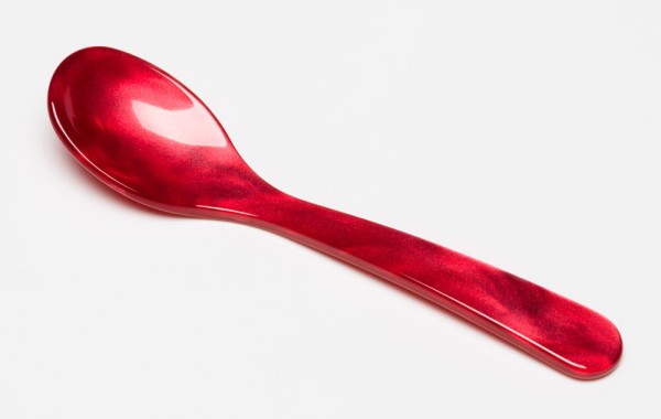 G.F. Heim Söhne Eierlöffel Acrylglas Perlmutt Optik Rot